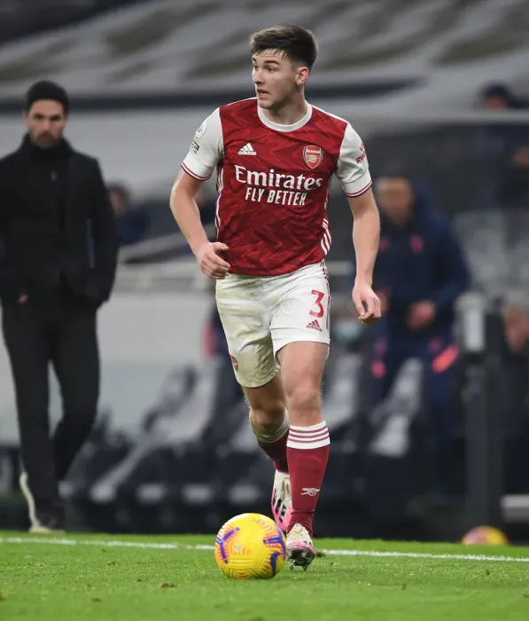 Framed Print : Arsenal's Kieran Tierney in Action against Tottenham Hotspur in the Premier League, London 2020