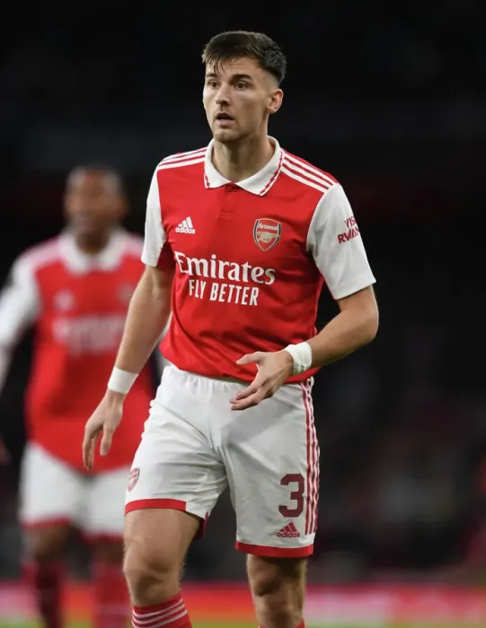 Framed Print : Arsenal's Kieran Tierney in Action during UEFA Europa League Match against PSV Eindhoven (2022-23)
