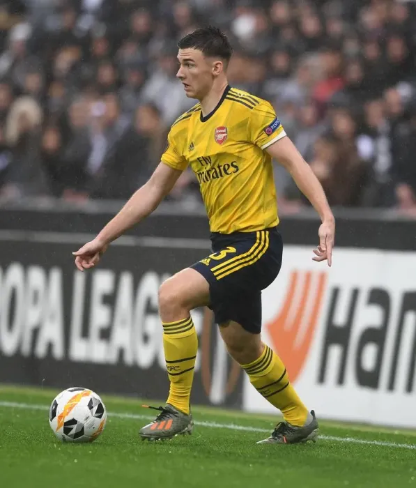 Framed Print : Arsenal's Kieran Tierney in Action against Vitoria Guimaraes in UEFA Europa League Framed Print : Arsenal's Kieran Tierney in Action against Vitoria Guimaraes in UEFA Europa League