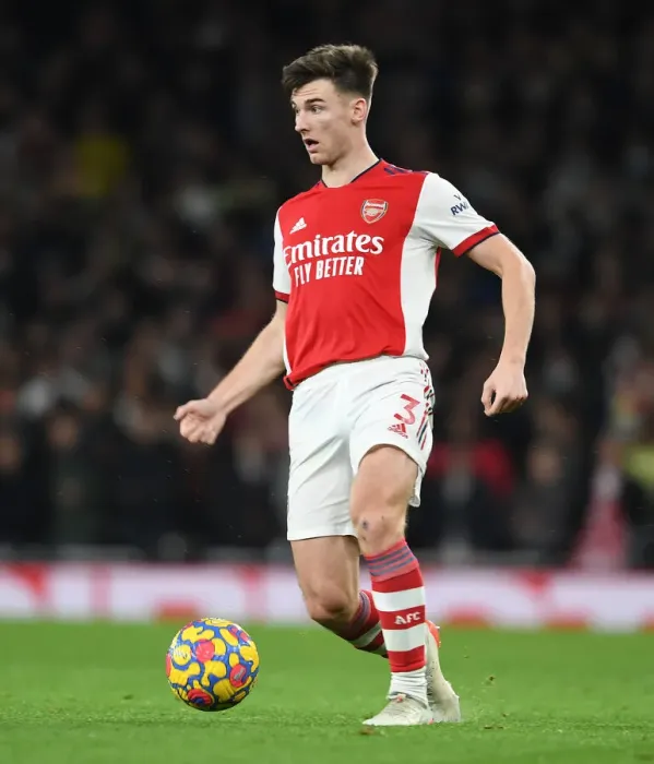 Framed Print : Arsenal's Kieran Tierney in Action Against West Ham United - Premier League 2021-22