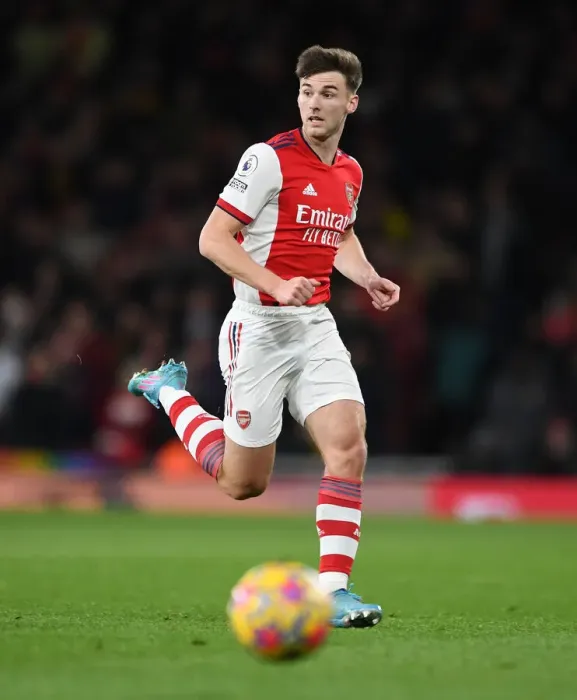 Framed Print : Arsenal's Kieran Tierney in Action against Wolverhampton Wanderers, Premier League 2021-22