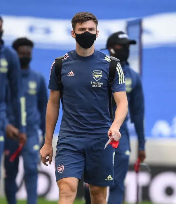 Framed Print : Arsenal's Kieran Tierney at Empty Brighton Stadium - Premier League 2019-2020