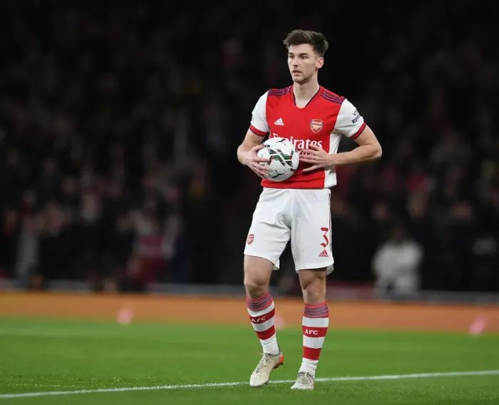 Framed Print : Arsenal's Kieran Tierney in Carabao Cup Semi-Final Clash Against Liverpool Framed Print : Arsenal's Kieran Tierney in Carabao Cup Semi-Final Clash Against Liverpool