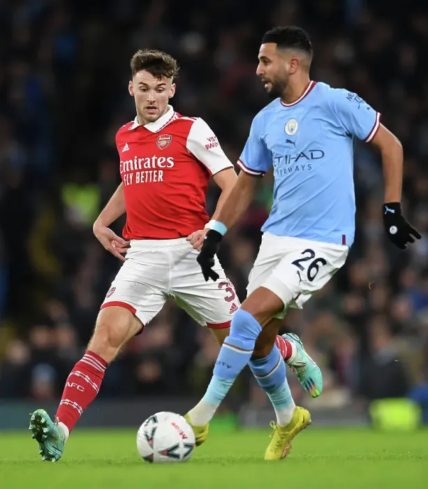 Framed Print : Arsenal's Kieran Tierney Chases Down Riyad Mahrez in FA Cup Battle Framed Print : Arsenal's Kieran Tierney Chases Down Riyad Mahrez in FA Cup Battle