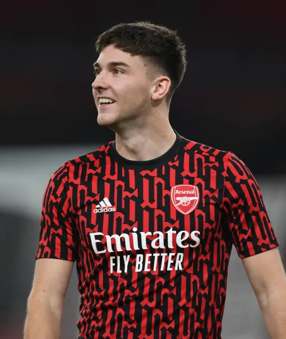 Framed Print : Arsenal's Kieran Tierney Before Empty Emirates: Arsenal vs Aston Villa, Premier League 2020-21
