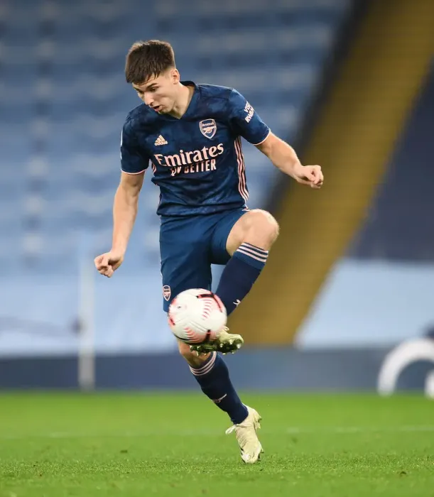 Framed Print : Arsenal's Kieran Tierney in Empty Etihad Stadium: 2020-21 Premier League Clash with Manchester City