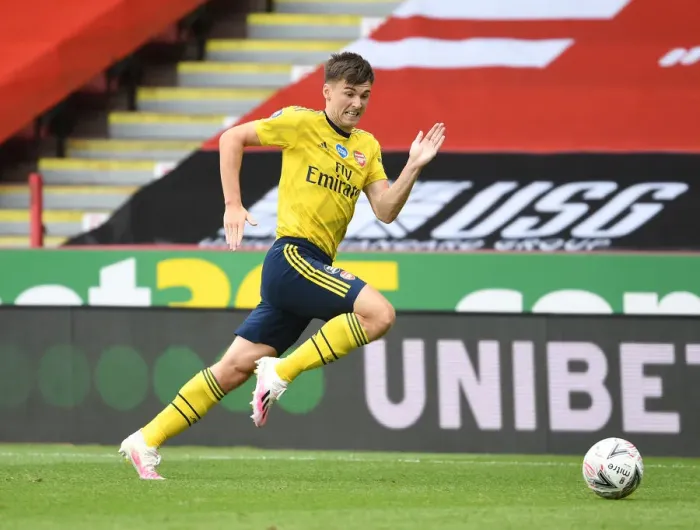 Framed Print : Arsenal's Kieran Tierney in FA Cup Action: Arsenal vs. Sheffield United