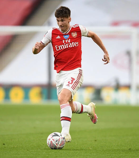 Arsenal's Kieran Tierney in FA Cup Semi-Final Action Against Manchester City