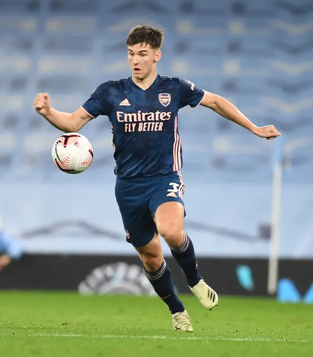 Framed Print : Arsenal's Kieran Tierney Faces Manchester City in Empty Etihad Stadium, 2020-21 Premier League