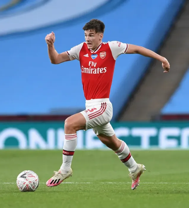Framed Print : Arsenal's Kieran Tierney Faces Off Against Manchester City in FA Cup Semi-Final Showdown