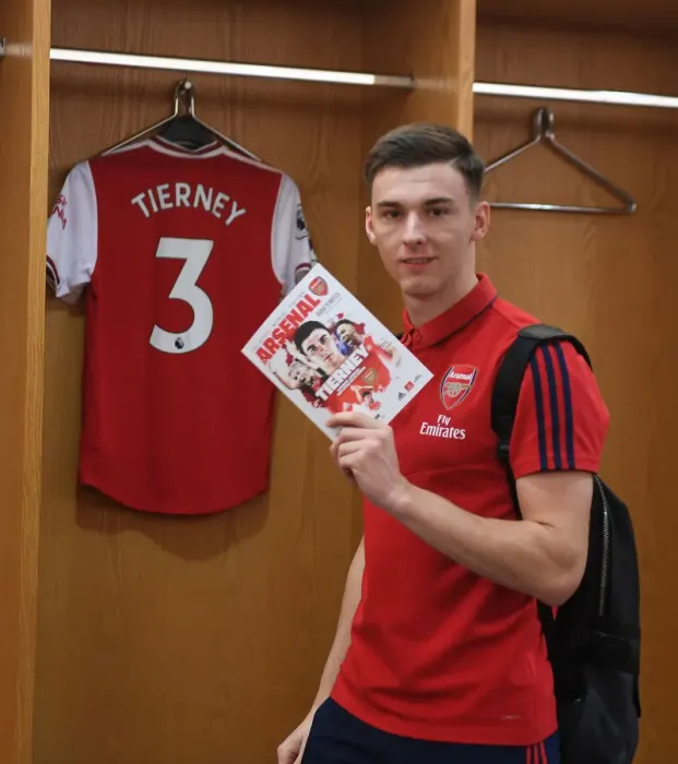 Framed Print : Arsenal's Kieran Tierney: Focused and Prepared for Arsenal vs Southampton Match Framed Print : Arsenal's Kieran Tierney: Focused and Prepared for Arsenal vs Southampton Match