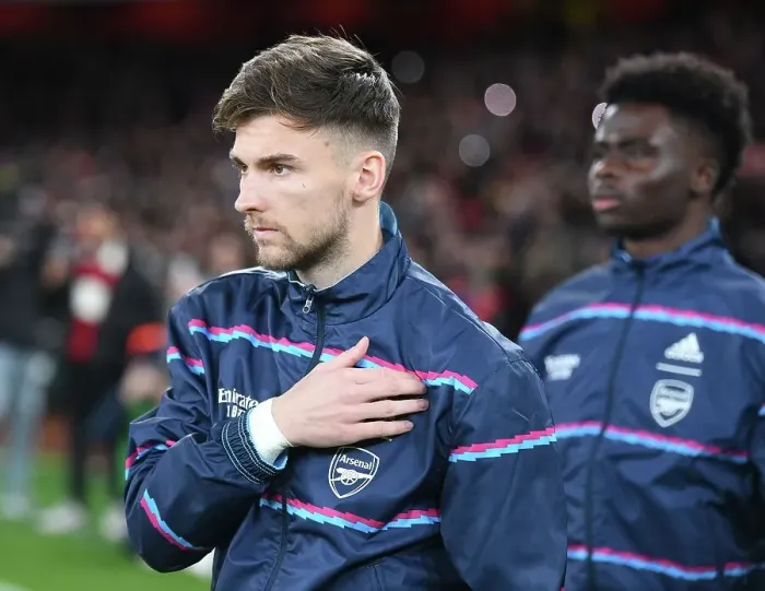 Framed Print : Arsenal's Kieran Tierney Gears Up for Arsenal vs. West Ham United (2022-23) Framed Print : Arsenal's Kieran Tierney Gears Up for Arsenal vs. West Ham United (2022-23)