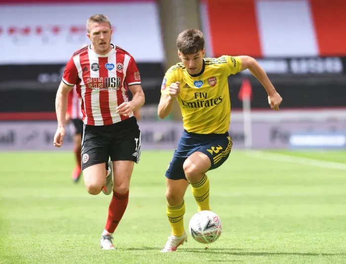 Framed Print : Arsenal's Kieran Tierney Goes Head-to-Head with John Lundstram in FA Cup Quarterfinal Showdown Framed Print : Arsenal's Kieran Tierney Goes Head-to-Head with John Lundstram in FA Cup Quarterfinal Showdown