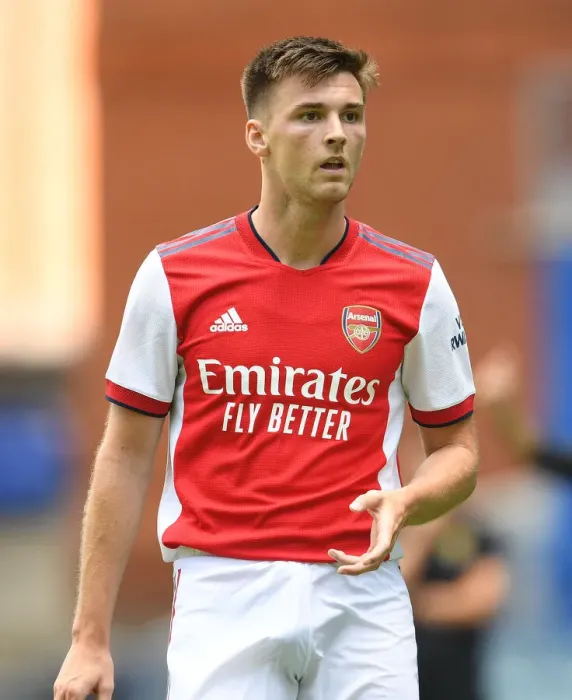 Framed Print : Arsenal's Kieran Tierney Goes Head-to-Head with Rangers at Ibrox Stadium