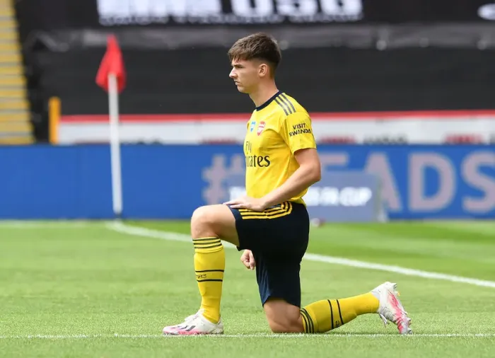 Framed Print : Arsenal's Kieran Tierney Pays Tribute Ahead of FA Cup Quarterfinal vs Sheffield United