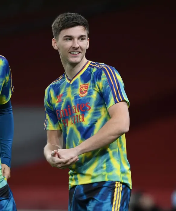 Framed Print : Arsenal's Kieran Tierney: Pre-Match Focus at Empty Emirates Stadium vs Leicester City (2020-21) Framed Print : Arsenal's Kieran Tierney: Pre-Match Focus at Empty Emirates Stadium vs Leicester City (2020-21)