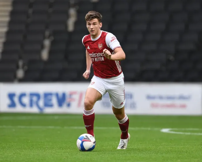 Framed Print : Arsenal's Kieran Tierney in Pre-Season Action vs MK Dons