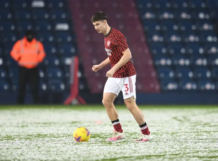 Framed Print : Arsenal's Kieran Tierney Prepares for West Bromwich Albion Clash (January 2021) Framed Print : Arsenal's Kieran Tierney Prepares for West Bromwich Albion Clash (January 2021)