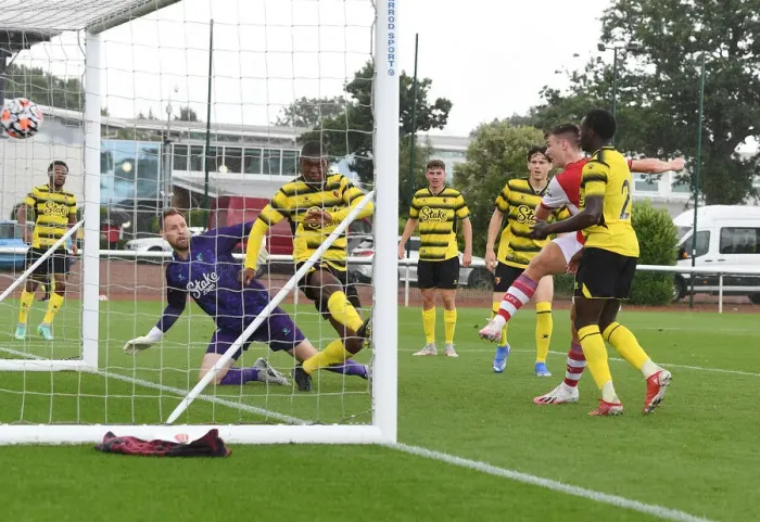 Framed Print : Arsenal's Kieran Tierney Scores in Pre-Season Victory Over Watford