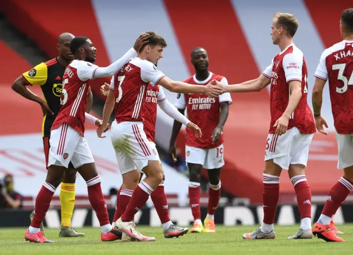 Framed Print : Arsenal's Kieran Tierney Scores His Second Goal: Arsenal 2-0 Watford (2019-20) Framed Print : Arsenal's Kieran Tierney Scores His Second Goal: Arsenal 2-0 Watford (2019-20)