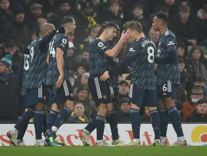 Framed Print : Arsenal's Kieran Tierney Scores Second Goal Against Norwich City in Premier League
