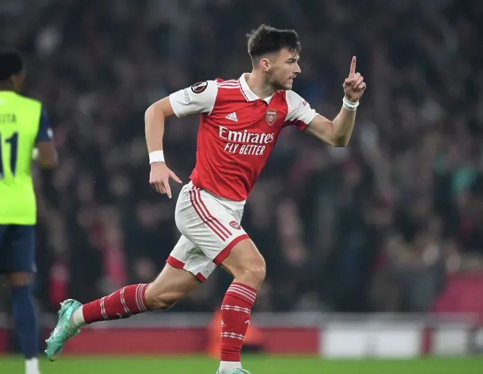 Framed Print : Arsenal's Kieran Tierney Scores the Winning Goal in Europa League Triumph over FC Zurich (2022-23)