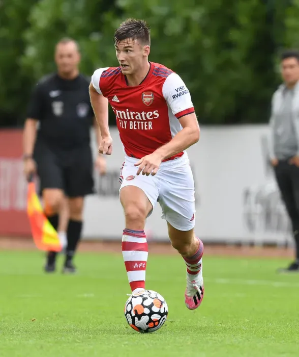 Framed Print : Arsenal's Kieran Tierney Stars in Arsenal's Pre-Season Victory over Watford (2021-22)