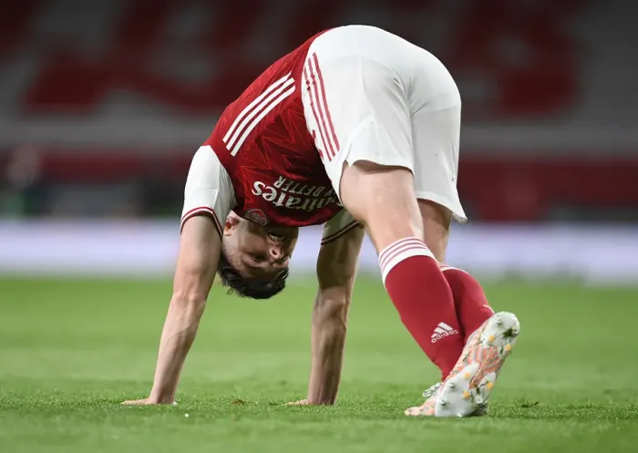 Framed Print : Arsenal's Kieran Tierney in UEFA Europa League Semi-Final: A Battle at Emirates Stadium Amidst Closed Doors Framed Print : Arsenal's Kieran Tierney in UEFA Europa League Semi-Final: A Battle at Emirates Stadium Amidst Closed Doors