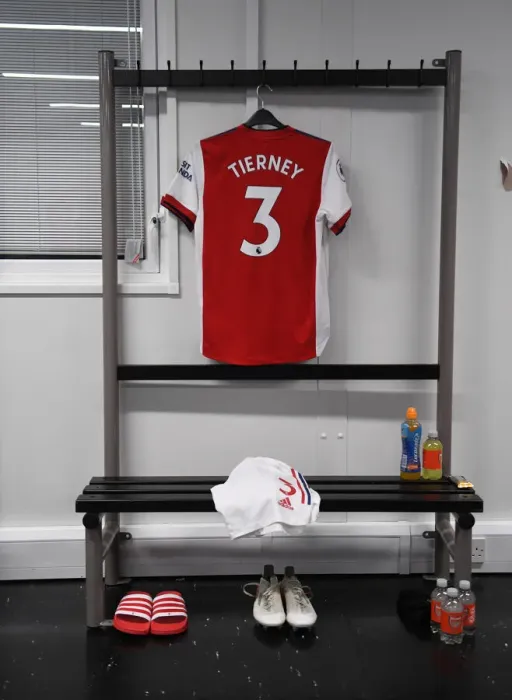 Framed Print : Arsenal's Kieran Tierney's Jersey in Everton's Goodison Park Changing Room (Everton vs Arsenal, Premier League 2020-21) Framed Print : Arsenal's Kieran Tierney's Jersey in Everton's Goodison Park Changing Room (Everton vs Arsenal, Premier League 2020-21)