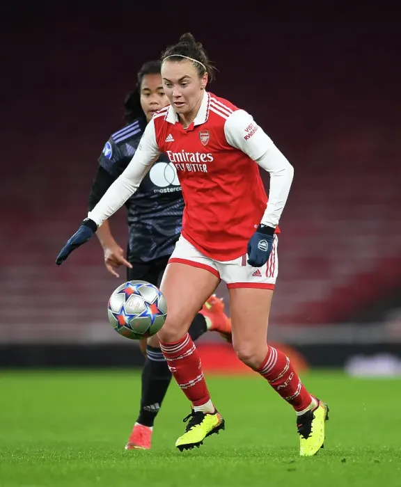 Framed Print : Arsenal's Kim Little: Unwavering Focus Before Arsenal Women vs Olympique Lyonnais - UEFA Women's Champions League (2022-23)