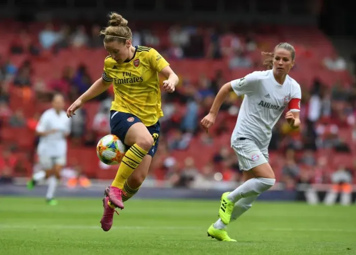 Framed Print : Arsenal's Kim Little in Action: Arsenal Women vs. FC Bayern Munich at Emirates Cup