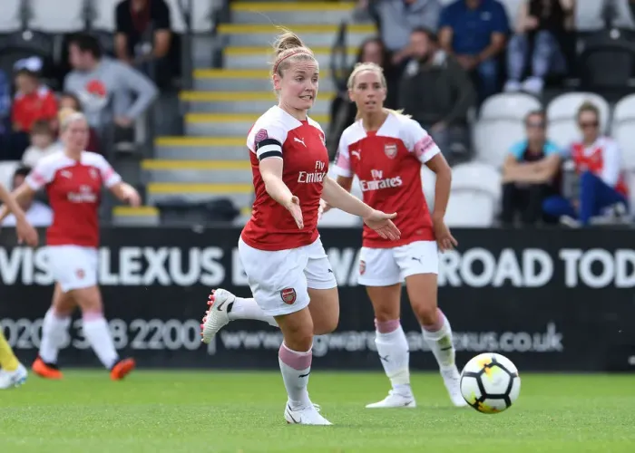 Framed Print : Arsenal's Kim Little in Action: Arsenal Women vs West Ham United - Continental Cup
