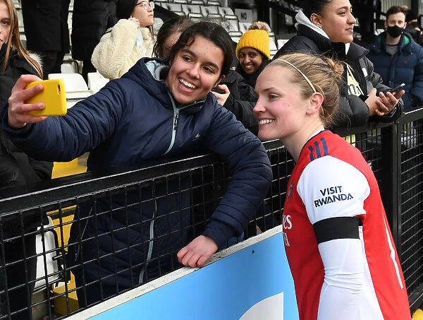 Arsenal's Kim Little Celebrates Victory with Fan: Selfie Moment after Arsenal Women's Win over Manchester United Women