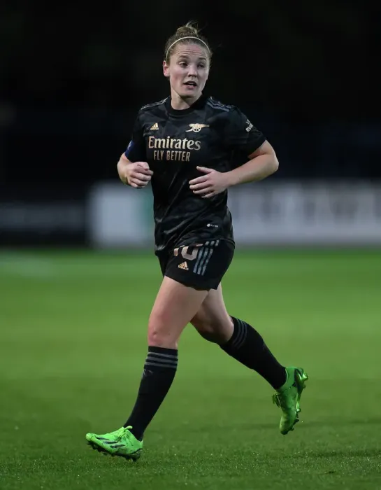 Framed Print : Arsenal's Kim Little Faces Off Against AFC Ajax in UEFA Women's Champions League Second Qualifying Round