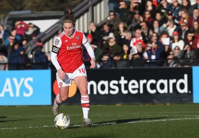 Framed Print : Arsenal's Kim Little Fights for Victory Against Chelsea in FA WSL Clash Framed Print : Arsenal's Kim Little Fights for Victory Against Chelsea in FA WSL Clash
