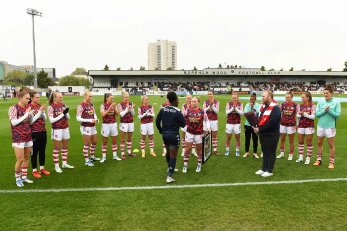 Framed Print : Arsenal's Kim Little Honors Retiring Aston Villa's Anita Asante Before Their FA WSL Showdown Framed Print : Arsenal's Kim Little Honors Retiring Aston Villa's Anita Asante Before Their FA WSL Showdown