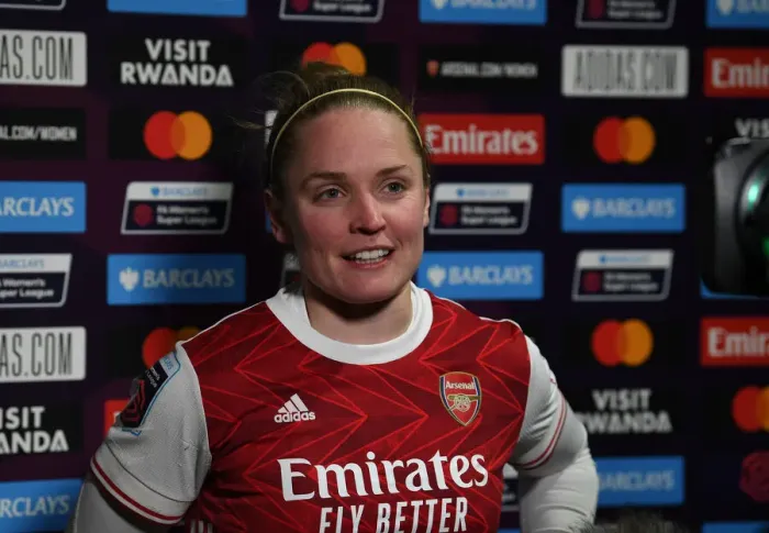 Framed Print : Arsenal's Kim Little Reflects on Manchester United Match in Empty FA WSL Stadium (2021) Framed Print : Arsenal's Kim Little Reflects on Manchester United Match in Empty FA WSL Stadium (2021)