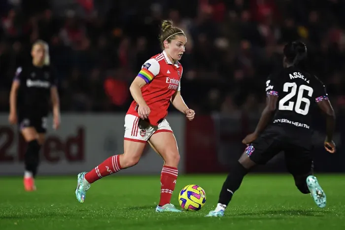 Framed Print : Arsenal's Kim Little Shines in Action: Arsenal Women vs West Ham United (2022-23)