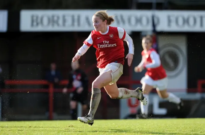 Framed Print : Arsenal's Kim Little Shines in Champions League Victory over Rayo Vallecano (4-1)