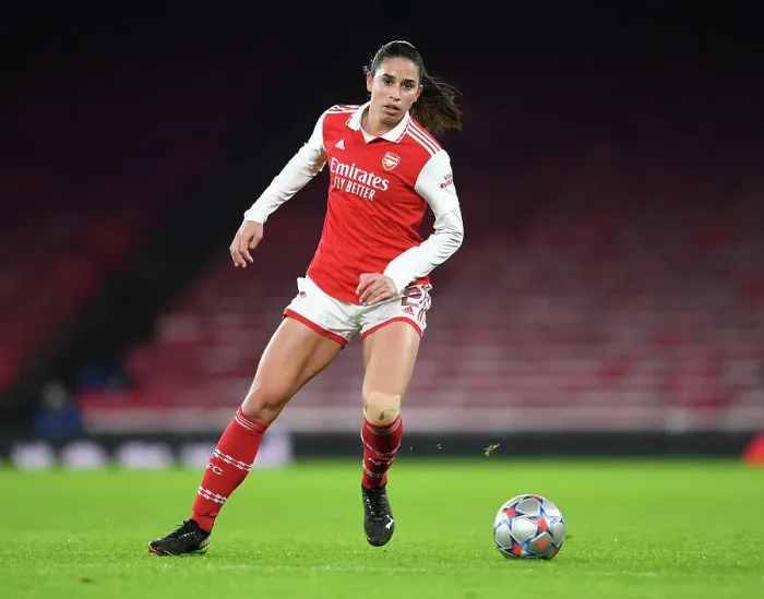 Framed Print : Arsenal's Kim Little: Unwavering Focus Ahead of Arsenal vs. Olympique Lyonnais (2022-23 UEFA Women's Champions League)