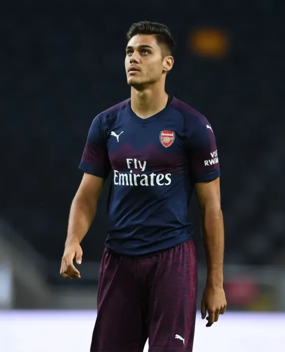 Framed Print : Arsenal's Konstantinos Mavropanos in Action Against SS Lazio (2018, Stockholm)
