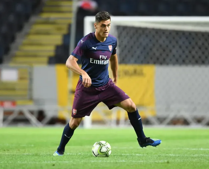 Framed Print : Arsenal's Konstantinos Mavropanos in Action against SS Lazio during Pre-Season Friendly in Stockholm, Sweden (2018) Framed Print : Arsenal's Konstantinos Mavropanos in Action against SS Lazio during Pre-Season Friendly in Stockholm, Sweden (2018)