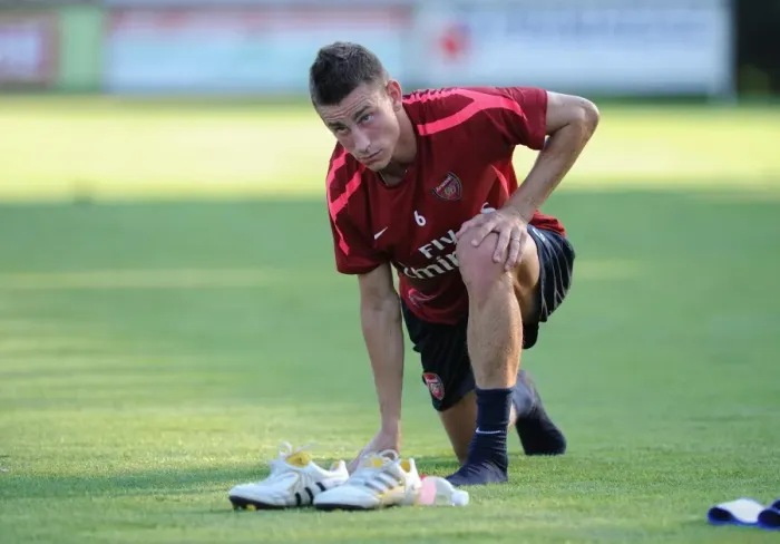 Framed Print : Arsenal's Koscielny at 2010 Pre-Season Training, Austria