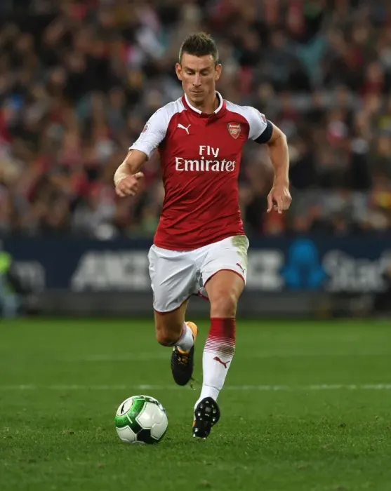 Framed Print : Arsenal's Koscielny in Action: Sydney Western Wanderers vs Arsenal (2017-18)