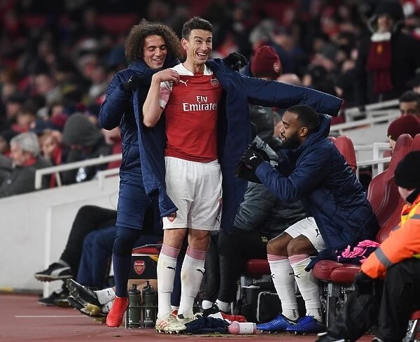 Arsenal's Koscielny Bids Farewell with Playful Joke with Guendouzi and Lacazette vs Qarabag (UEFA Europa League 2018-19)