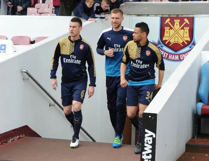 Framed Print : Arsenal's Koscielny, Mertesacker, and Coquelin Warm Up Ahead of West Ham Clash, 2015-16 Premier League Framed Print : Arsenal's Koscielny, Mertesacker, and Coquelin Warm Up Ahead of West Ham Clash, 2015-16 Premier League