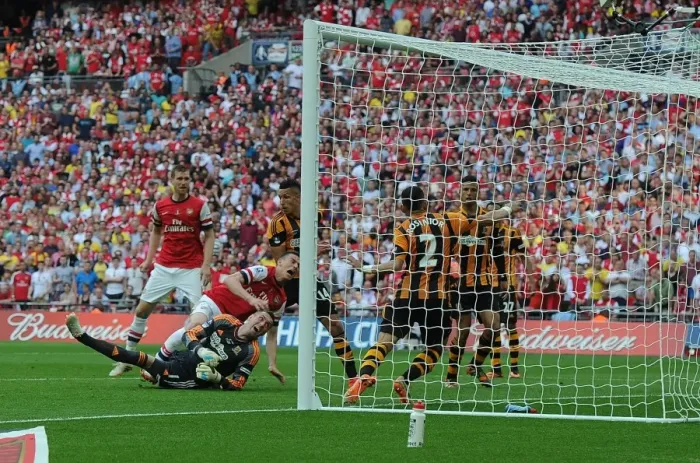Framed Print : Arsenal's Koscielny Scores Decisive Goal in FA Cup Victory over Hull City