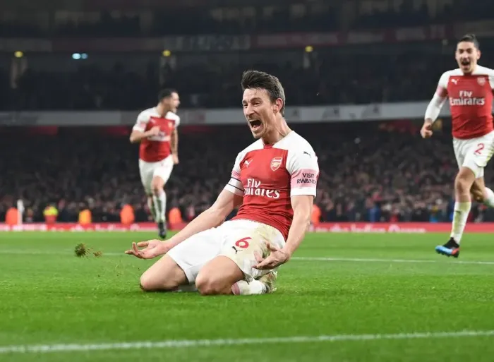 Framed Print : Arsenal's Koscielny Scores in Derby Win Against Chelsea (2018-19) Framed Print : Arsenal's Koscielny Scores in Derby Win Against Chelsea (2018-19)