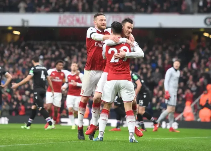 Framed Print : Arsenal's Koscielny Scores Third Goal: Arsenal v Crystal Palace, Premier League 2017-18 Framed Print : Arsenal's Koscielny Scores Third Goal: Arsenal v Crystal Palace, Premier League 2017-18