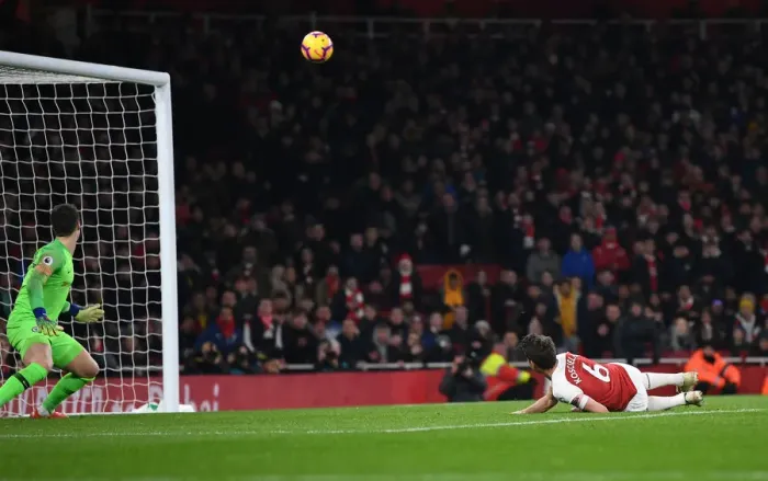 Framed Print : Arsenal's Koscielny Scores Second Goal Against Chelsea in 2018-19 Premier League Framed Print : Arsenal's Koscielny Scores Second Goal Against Chelsea in 2018-19 Premier League